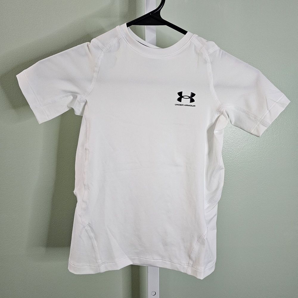Under Armour Boys'‎ HeatGear Short-Sleeve T-Shirt  Size YSM White